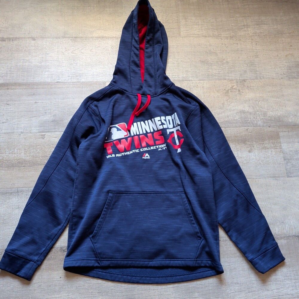 MLB Minnesota Twins Hooded Sweatshirt Hoodie Size S Unisex Blue Red